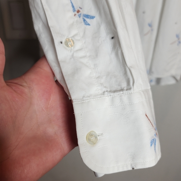 Etro Dragonfly Embroidered Coupe Long-Sleeve Button White Shirt Size Italy 44 XL - Picture 12 of 16